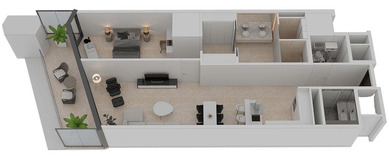 2 Bedroom Type A2 Floor Plan of Park View, Shams Abu Dhabi, Al Reem Island