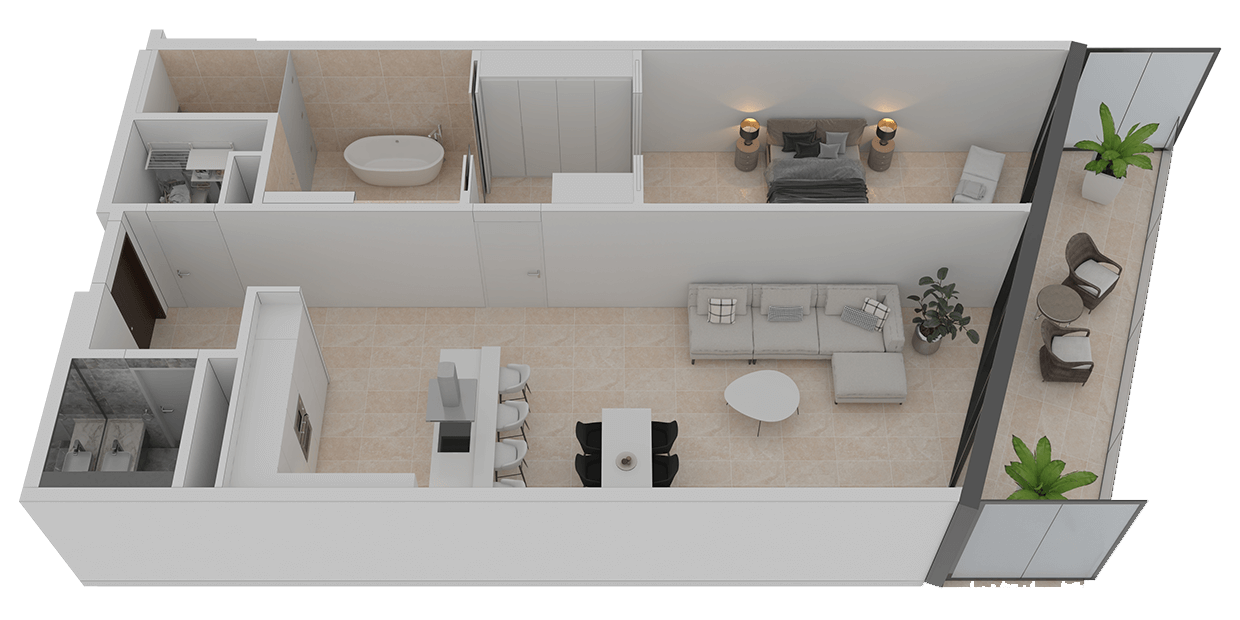 2 Bedroom Type A3 Floor Plan of Park View, Shams Abu Dhabi, Al Reem Island