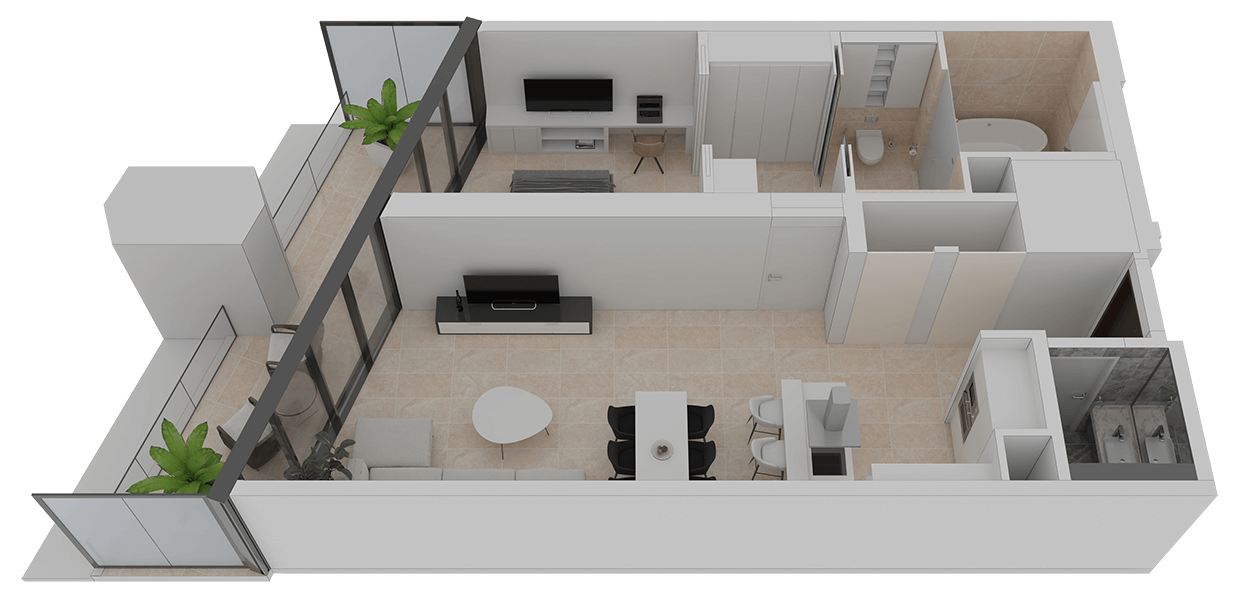 2 Bedroom Type A4 Floor Plan of Park View, Shams Abu Dhabi, Al Reem Island